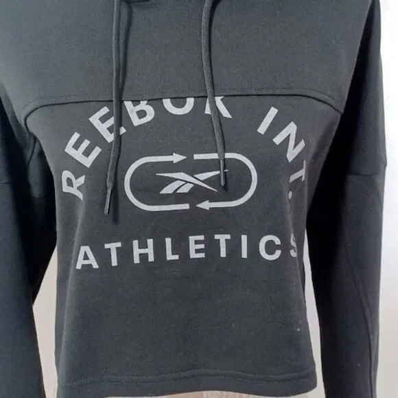 Reebok black cropped length drawstring hoodie - Picture 4 of 7